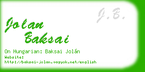 jolan baksai business card